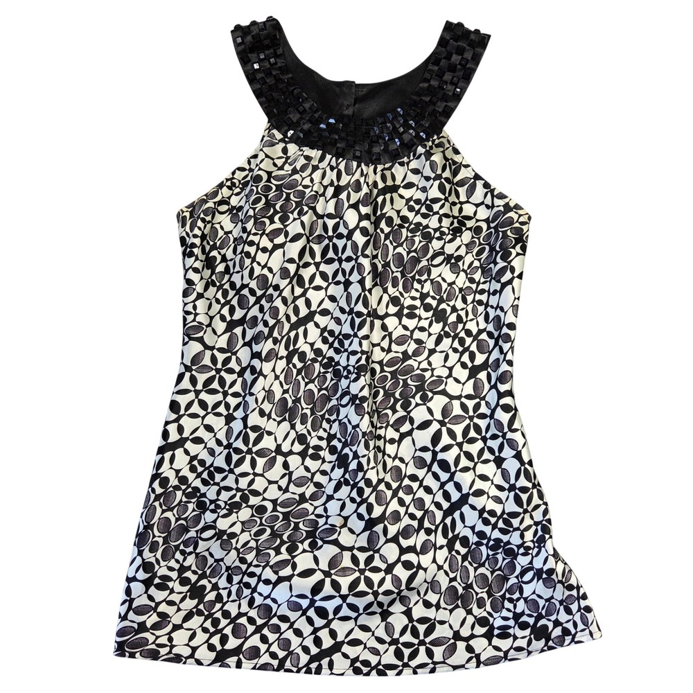 Heart Soul Womens Black White Beaded Halter Neck Blouse Top M Y2k 2000s Bratz